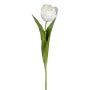 Artificial flower tulip TRIFT, white-green, 20"/50cm, Ø1.8"/4.5cm