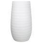 Ceramic flower vase TIAM with grooves, white-matt, 16"/40cm, Ø9"/22cm