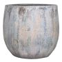 Ceramic plant pot MORTAZA with texture, blue-beige, 5.5"/14cm, Ø6.3"/16cm