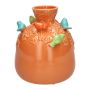 Ceramic balloon vase BIRDIE, with 3D birds, orange-blue-green, 6"/16cm, Ø5.5"/14cm