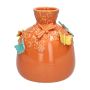 Ceramic balloon vase KIMANA, 3D butterflies dragonflies, orange-yellow-blue, 6"/16cm, Ø5.5"/14cm