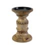 Candle holder BRANTLEY made from mango wood, brown, 5.9"/15cm, Ø3.9"/10cm