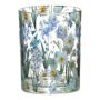 Glass tealight holder MARIELUISE spring flower motif, multicoloured-mat-clear-glossy, 7.1"/18cm, Ø4.7"/12cm