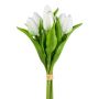 Artificial bouquet of tulips BORGA, white, 14"/35cm
