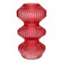 Glass Vase LUCELLE ribbed, cherry red, 12"/30cm, Ø6.3"/16cm