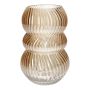 Glass Flower vase ORLUNE, ribbed, amber-iridescent, 9"/24cm, Ø6.2"/15.7cm