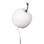 Decorative apple NIPON with stem, 6 pieces, white, 1"/2,5cm