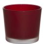 Large glass tealight holder ALENA FROST, red matt, 3.5"/9cm, Ø4"/10cm