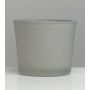 Large glass tealight holder ALENA FROST, grey matt, 3.5"/9cm, Ø4"/10cm