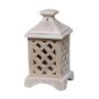 Terracotta Lantern garden SIRLON with Rautengitter, handmade, patinated, 5.5"x5.5"x11"/14x14x27cm