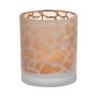 Tealight jar SENGA, giraffe pattern, gold matt, 4"/10cm, Ø3.5"/9cm