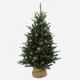 Artificial Christmas tree HANKO, LEDs, jute sack, 24"/60cm, Ø16"/40cm