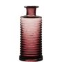 Glass bottle STUART with grooves, red-clear, 8"/21,5cm, Ø3.7"/9,5cm