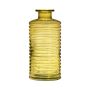 Glass bottle STUART with grooves, yellow-clear, 8"/21,5cm, Ø3.7"/9,5cm