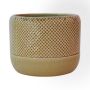 Ceramic flower pot DANYLO, diamond pattern, green-brown, 6"/15cm, Ø7.5"/19cm
