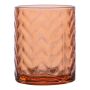 Glass tealight holder FREDERIEKE ribbed, orange-clear, 3.9"/10cm, Ø3.3"/8.5cm