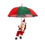 Hanging Santa Claus SISSON with Schirm, LEDs, red-green, 77cm, Ø70cm