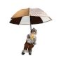 Hanging Santa Claus SISSON with Schirm, LEDs, brown-white, 77cm, Ø70cm