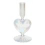 ELIZZA heart-shaped glass candle holder, with base, iridescent-transparent, 8.5 x 8.5 x 16.5 cm