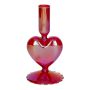 ELIZZA heart-shaped glass candle holder, with base, iridescent red, 8.5 x 8.5 x 16.5 cm
