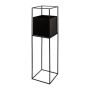 Square flower pot QUANDA with metal stand, black, 10"x10"x3ft/25x25x100cm