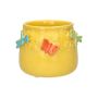 Ceramic flower pot KIMANA, 3D butterflies dragonflies, yellow-orange-blue-green, 4.3"/11cm, Ø5.3"/13,5cm