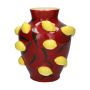 Decorative vase JULLA made of dolomite, 3D lemons, red-yellow, 10"/25,7cm, Ø9"/22,5cm
