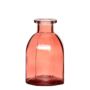 Glass Bottle JAZZY ribbed, red-transparent, 3.9"/10cm, Ø2.6"/6.5cm