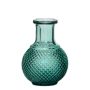 Glass bottle DONKA, diamond pattern, turquoise-transparent, 4.5"/11.5cm, Ø3.3"/8.5cm