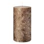 Pillar candle VALENTIANO, floral pattern, rose gold, 5.1"/13cm, Ø2.7"/6.8cm, 52 hours - Made in Germany