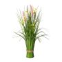 Artificial flower arrangement: JIRVO lamp cleaner grass bundle with flowers and panicles, pink-purple-yellow, 50cm