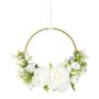 Artificial flower ring of peony and bellflower KEFRO, white, Ø10"/25cm