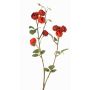 Artificial cabbage rose branch LORRAINE, Eco Collection, red-orange, 24"/60cm, Ø1.2"/3cm