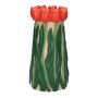 Flower vase LIMEA made of dolomite, 3D tulips, beige-red-green, 10"/24,5cm, Ø4.9"/12,5cm