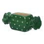Ceramic plant pot in the shape of a sweet AMIEL with polka dots, green-white, 8"x3.3"x3.1"/20,5x8,5x8cm