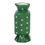 Square single stem vase in the shape of a sweet AMIEL made of ceramic, with polka dots, green-white, 2.6"x2.6"x6"/6,5x6,5x15cm