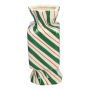 Square single stem vase in the shape of a sweet AMIEL made of ceramic, with diagonal lines, green-red-white, 3.5"x3.5"x8"/9x9x20cm