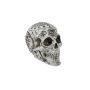 Halloween decorative skull FARALDA with mystical signs and symbols, white-black, 4.7"x3.9"x7.1"/12x10x18cm