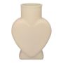 FILIPA heart-shaped glass flower vase, with base, matt sand, 15.5 x 8 x 22 cm
