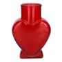 FILIPA heart-shaped glass flower vase, with base, transparent red, 15.5 x 8 x 22 cm