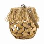 Wicker lantern NATASCIA, water hyacinth, handle, glass insert, brown, 7.1"/18cm, Ø5.5"/14cm