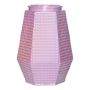 Hexagon Glass Vase DEMETRIOS check pattern, pink, 9"/23cm, Ø5.7"/14.5cm