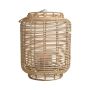 Rattan natural fibre Lantern AMBROSIA, handle, glass insert, beige, 52cm, Ø28cm