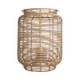 Rattan natural fibre Lantern AMBROSIA, handle, glass insert, beige, 60cm, Ø32cm
