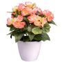 Artificial flower Begonia SYLINA, white decorative pot, pink, 12"/30cm