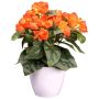 Artificial flower Begonia SYLINA, white decorative pot, orange, 12"/30cm