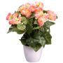 Artificial flower Begonia SYLINA, white decorative pot, pink, 14"/35cm