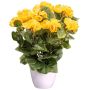 Artificial flower Begonia SYLINA, white decorative pot, yellow, 14"/35cm