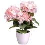 Decorative flower Hydrangea SLORFIN in a white decorative pot, pink, 12"/30cm