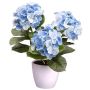 Decorative flower Hydrangea SLORFIN in a white decorative pot, blue, 12"/30cm